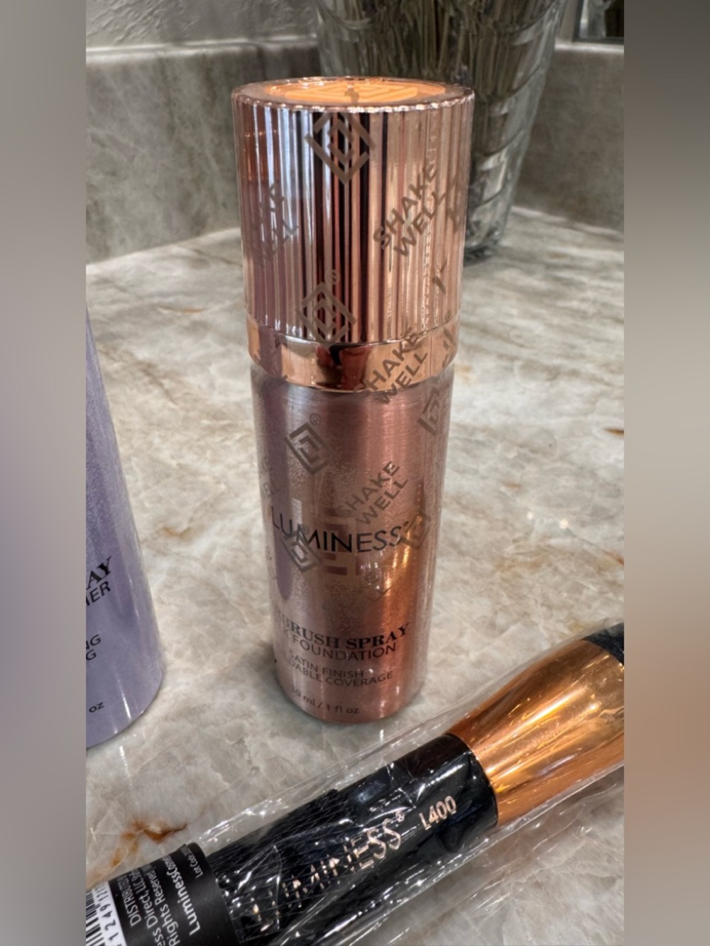 Luminess Primer & 040 Med Airbrush Foundation Spray Duo with Application Brush - Picture 2 of 7